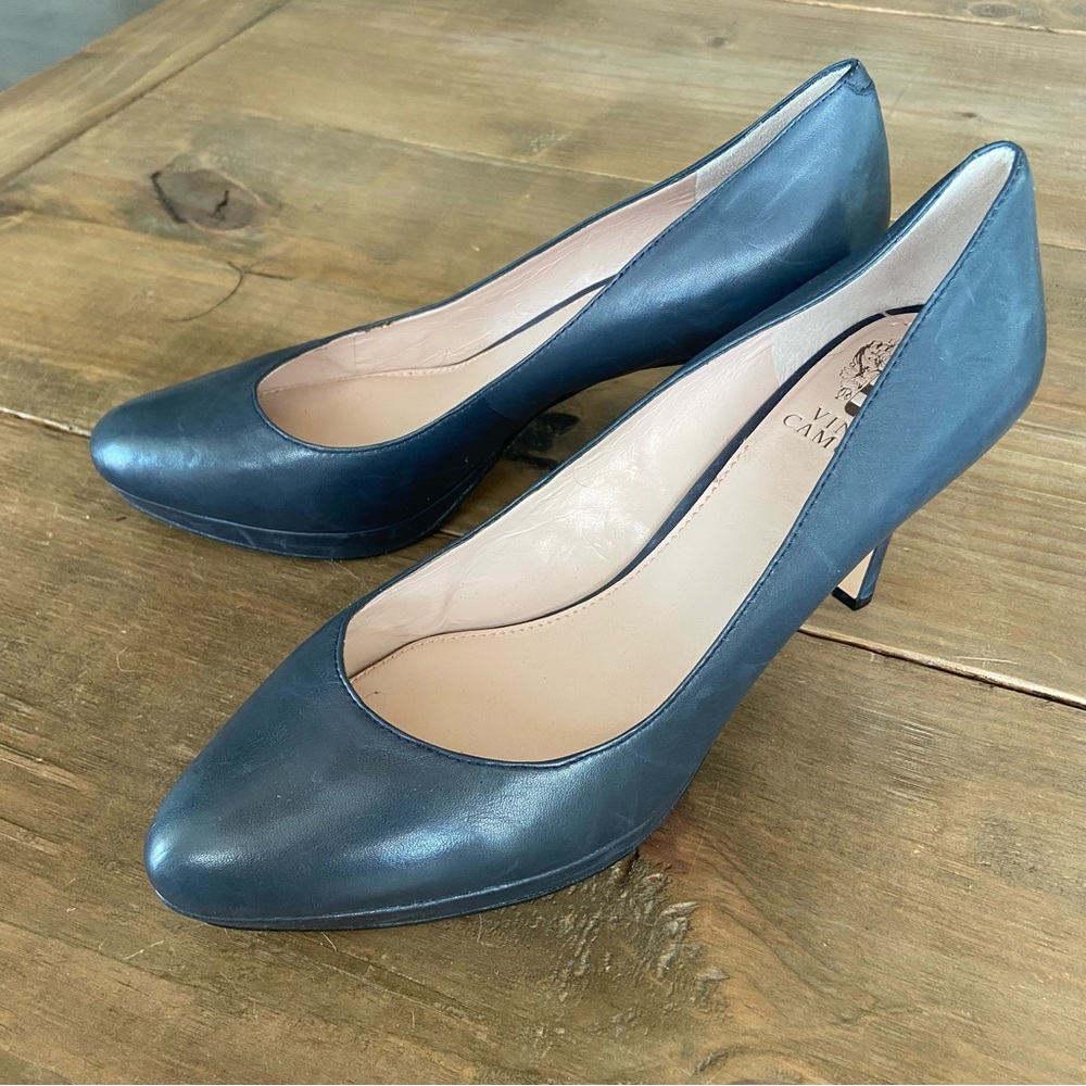 Vince Camuto Smoky Blue-Grey leather Heels Size 10
